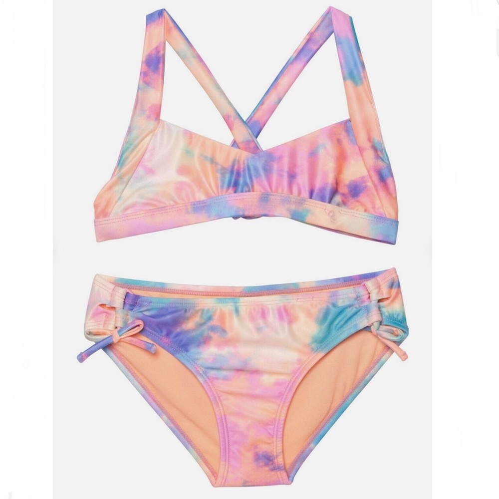 NWT Raisins Girls Tie Dye Crisscross Tie Sides Beach Lift Bikini Size 14